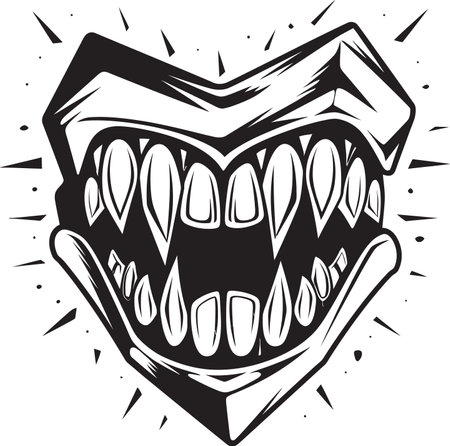 Sorrowful Symmetry Broken Teeth Vector InkInk Chronicles Broken Tooth Black Illustrationのイラスト素材
