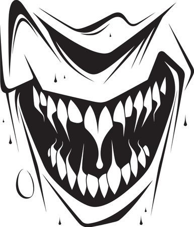 Crisis in Charm Vector Broken Tooth IllustrationChaos in Beauty Black Tattoo Teeth Designのイラスト素材