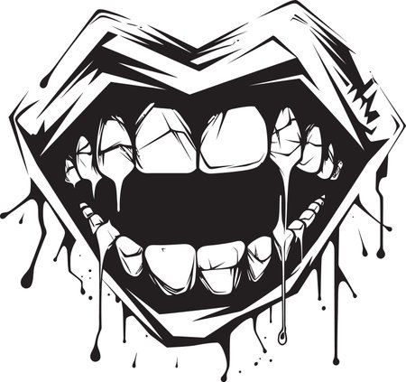 Fragmented Elegance Monochrome Tooth ArtShattered Dreams Broken Teeth Vectorのイラスト素材