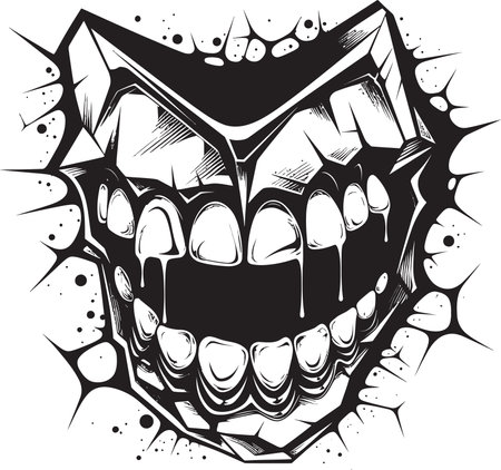 Gothic Glamour Broken Tooth Ink IllustrationDecay in Design Broken Teeth Black Designのイラスト素材