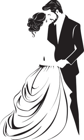 Artistic Affection Monochrome Love MomentsLinear Serenade Vector Love Storiesのイラスト素材