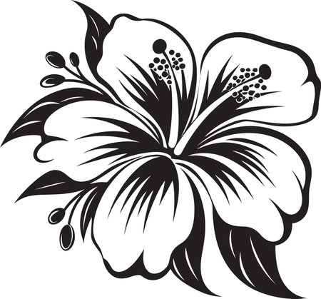 Dark Botanicals Tropical Flora Vector CollectionNocturnal Garden Black Floral Vectorsのイラスト素材