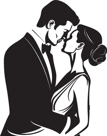 Elegant Embrace Black and White BlissWhispers of Affection Vector Love Stories Compilationのイラスト素材