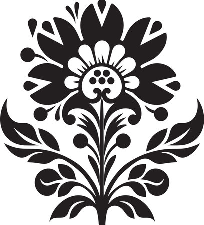 Enigmatic Noir Bloom Reverie Vectorized Floraのイラスト素材