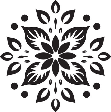 Nightfall Botany Black Floral Vector Designsのイラスト素材