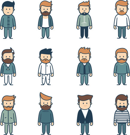 Mens Vector Emotional Insight Graphic SeriesExpressive Masculinity Vector Artistic Collectionのイラスト素材