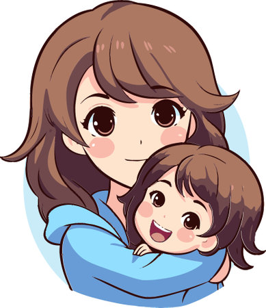 Stylish Maternal Gestures in VectorsElegance of Maternal Scenes Vector Momentsのイラスト素材