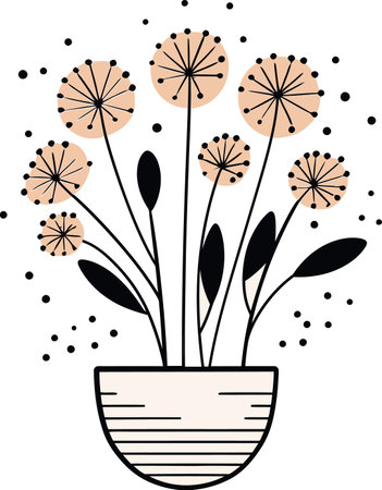 Blossom Symphony Expressive Plant VectorscapeArtistic Garden Tales Illustrated Plant Vectorsのイラスト素材