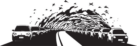 Trapped in Transit Navigating Prolonged Traffic Jamsのイラスト素材