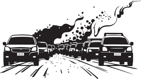 Through the Gridlock Navigating Lengthy Traffic Jamsのイラスト素材