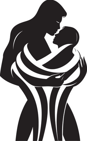 Bound by Loves Grace Woman Finds Solace in His Armsのイラスト素材