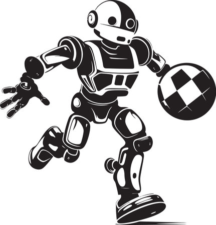 Robotic Rivals Humanoid Robots Face Off in Soccer Matchesのイラスト素材