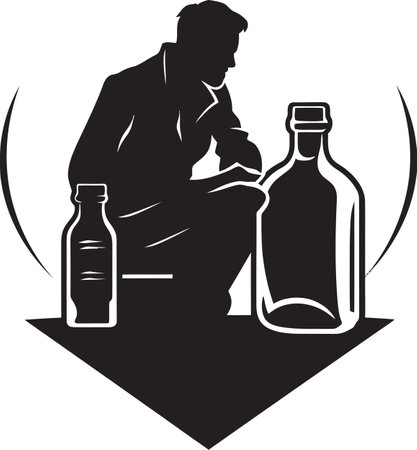 A Mans Struggle in Whiskys Clutchesのイラスト素材