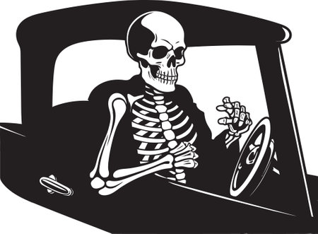 Skeletal Speedway A Bone Driven Racecar Roaring Through the Circuitのイラスト素材