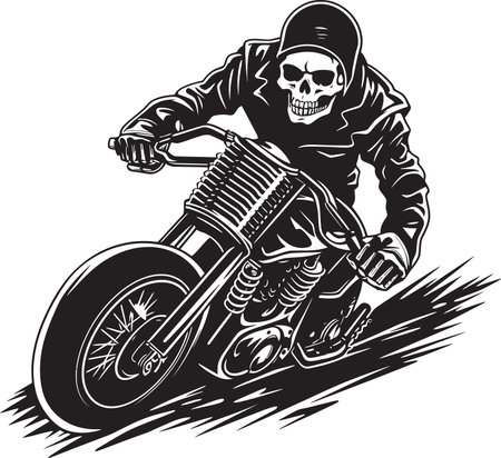Spine Chilling Speed Skeletons and a Modern Motorbikeのイラスト素材