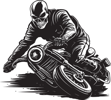 Skeletal Speed Skeletons Rev Up Modern Motorbikesのイラスト素材
