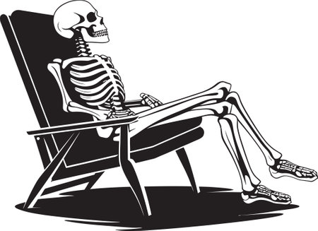 Remnants of Rest Skeleton by the Beach Chairのイラスト素材