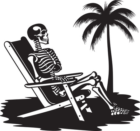 Remnants of Tranquility Skeleton on a Beach Chairのイラスト素材