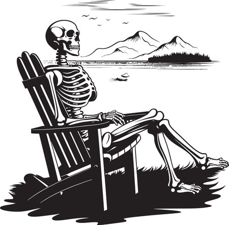 Sands of Silence Skeleton on a Beach Chairのイラスト素材