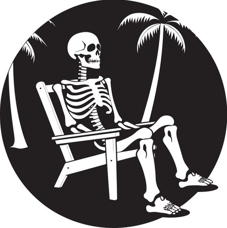 Shadows of the Shore The Beach Chair Skeletonのイラスト素材
