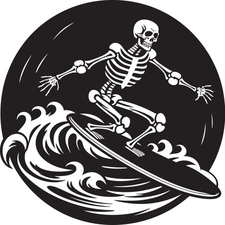 Haunted Hang Ten Skeletons Catching the Curlのイラスト素材