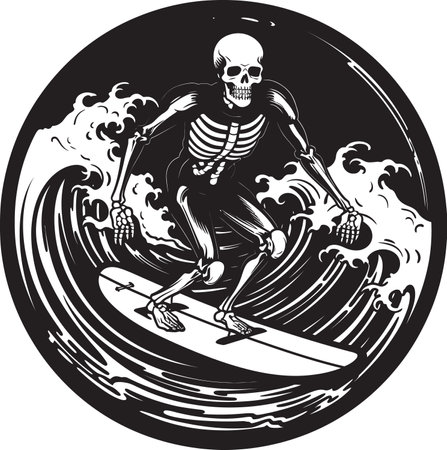 Bony Breakers Skeletons Carve the Swellsのイラスト素材