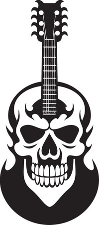 Dark Harmony Embracing Shadows with a Skull Head Wearing Headphoneのイラスト素材