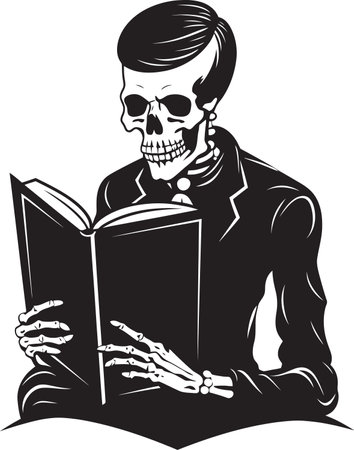 Grim Reader Skeletons Unveiling Mystical Talesのイラスト素材