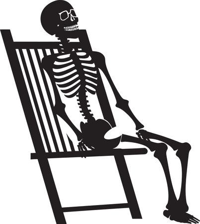 Silent Sentinel The Skeleton and the Beach Chairのイラスト素材