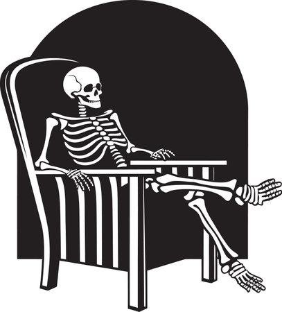 Silence of the Sands Skeleton on a Beach Chairのイラスト素材