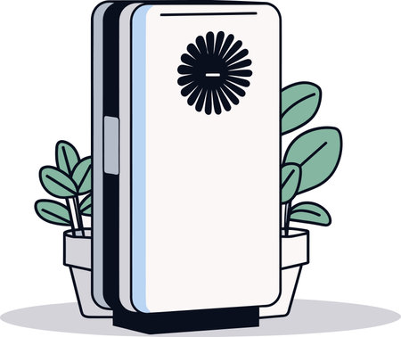 Elegant Air Purifier Vector Design with Contemporary Interior Settingのイラスト素材
