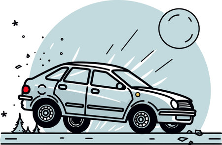 Rear-End Collision Illustration at a Construction Zone with Conesのイラスト素材