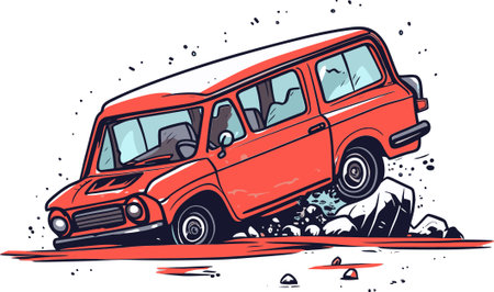 Realistic Vector Illustration of a T-Bone Collision with Witnesses and Bystandersのイラスト素材