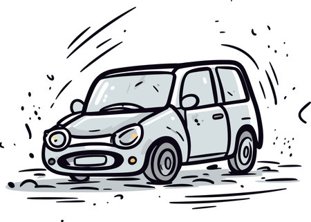Detailed Vector Art Depicting a Vehicle Rollover Accident on a Rural Dirt Roadのイラスト素材