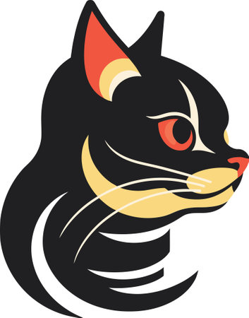 Serene Cat Symbol Tranquil Cat Logo Vector Designのイラスト素材