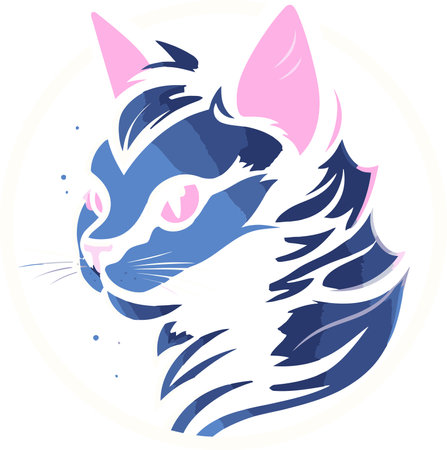 Enchanting Feline Emblem Whimsical Cat Logo Vector Designのイラスト素材