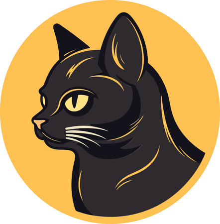 Graceful Guardian Magnificent Vector Illustration of a Cat Logoのイラスト素材