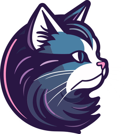Ethereal Emblem Celestial Cat Logo Vector Designのイラスト素材