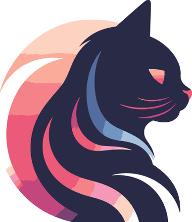 Enchanting Feline Emblem Whimsical Cat Logo Vector Designのイラスト素材