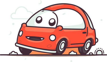 Detailed Vector Illustration of a Car Accident with Airbags Deployed and Smoke Risingのイラスト素材