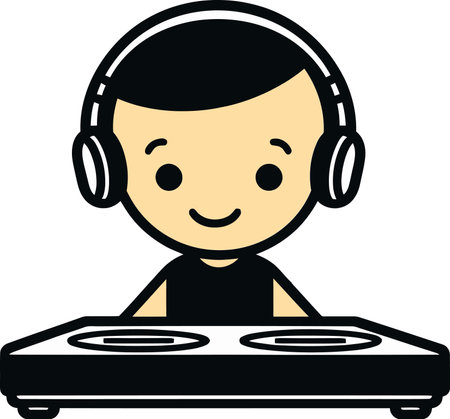 The Sounds of Silence Minimalism in Disc Jockey Illustrationのイラスト素材