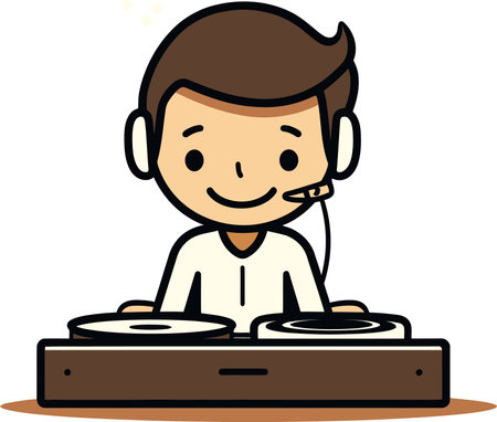 Harmony in Chaos Exploring Discord in Disc Jockey Illustrationのイラスト素材