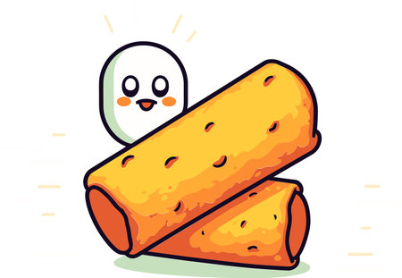 Tempting Egg Roll Vector Illustration for Culinary Designsのイラスト素材