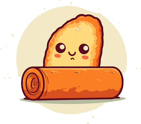 Golden Brown Egg Roll Vector Illustration with Delicate Wrapperのイラスト素材