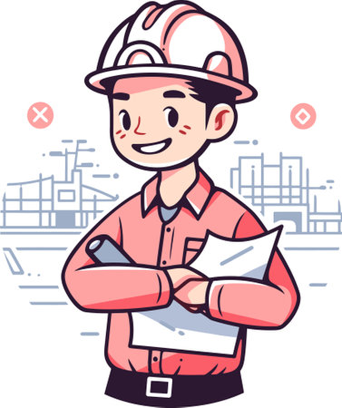 Engineer Leading Eco-Friendly Development Vector Illustrationのイラスト素材
