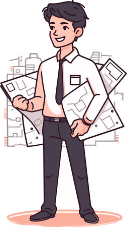 Engineer Establishing Green Manufacturing Practices Vector Illustrationのイラスト素材