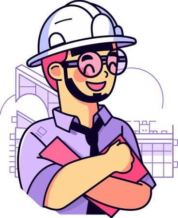 Engineer Strategizing Renewable Solutions Vector Illustration