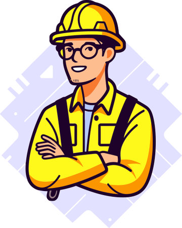 Engineer Strategizing Eco-Friendly Solutions Vector Illustrationのイラスト素材