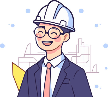 Engineer Reducing Carbon Footprint Vector Illustrationのイラスト素材