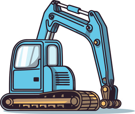 Construction Site Excavator Vector Design with Detailed Interiorのイラスト素材